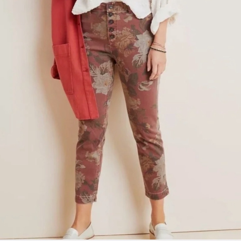Anthropologie Pilcro & The Letterpress Floral Jeans Button Front High Rise - Picture 1 of 11